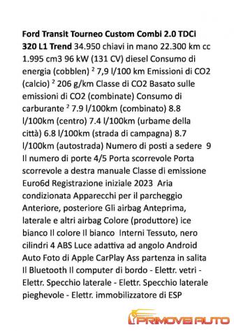 FORD Transit 320 2.0TDCi EcoBlue 130CV PM-TM Combi Trend rif. 22227106 - Foto 6