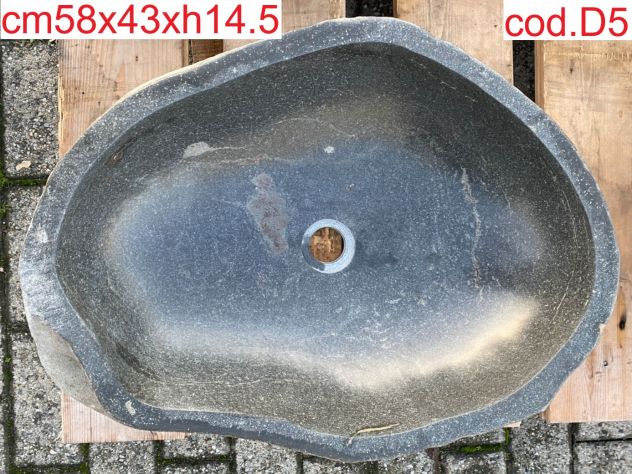 Lavabo lavandino da appoggio in pietra sasso di fiume 4 - Foto 7