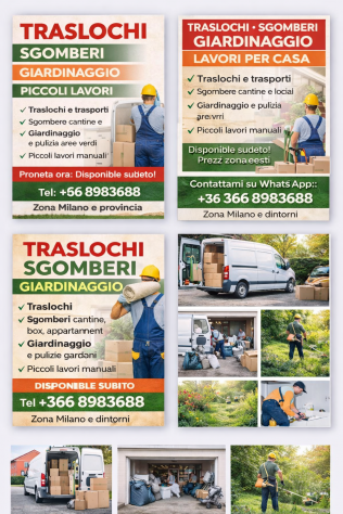 Traslochi, sgomberi e giardinaggio – serio e disponibile subito