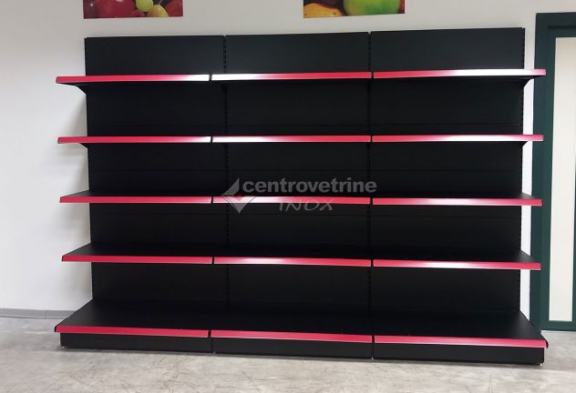 SCAFFALE IN FERRO NERO DA 303 CON PIANO BASE 50 E PIANI DA 40 - Foto 4