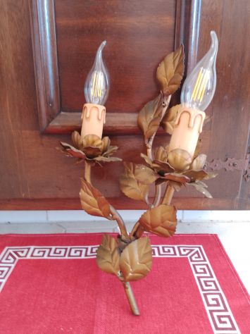 Coppia Applique da Parete 2 Luci Antiche Vintage con Lampadine - Foto 8