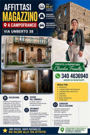 A000774 - AFFITTASI MAGAZZINO DI 60MQ VIA UMBERTO 38
