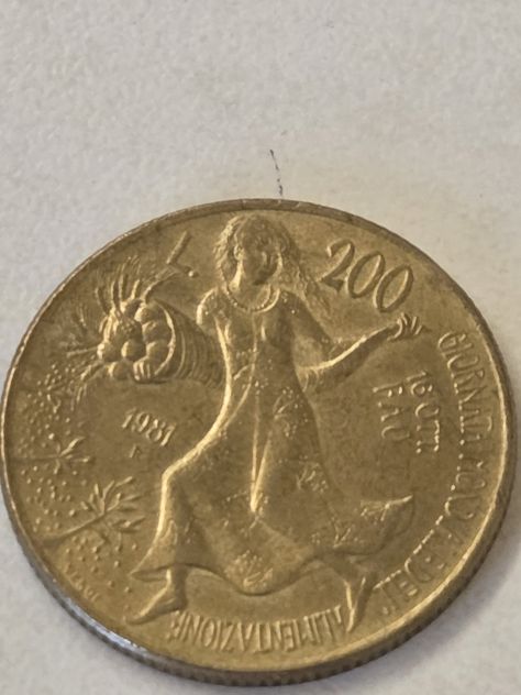 Numismatica moneta da 200 lire della repubblica it. il 16.10.1981 per la GMA/FAO