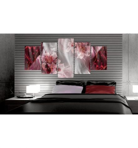 Quadro Rosso Con I Fiori Cm.100x50 O 200x100 Su Vetro Acrilico - Foto 2