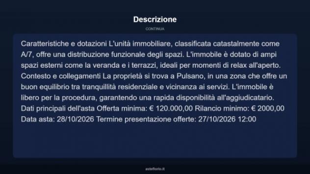 Immobile in asta di 199 m² con più di 5 locali in vendita a Pulsano - Foto 4