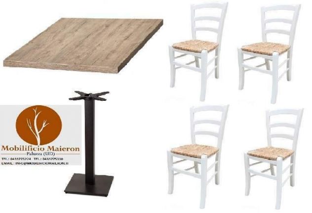Set cod115 Tavolo e Sedie Per Bar Ristorante Vintage Shabby Chic