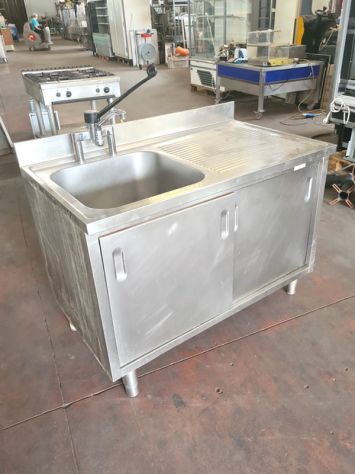 lavatoio inox armadiato per lavaggio piatti usato