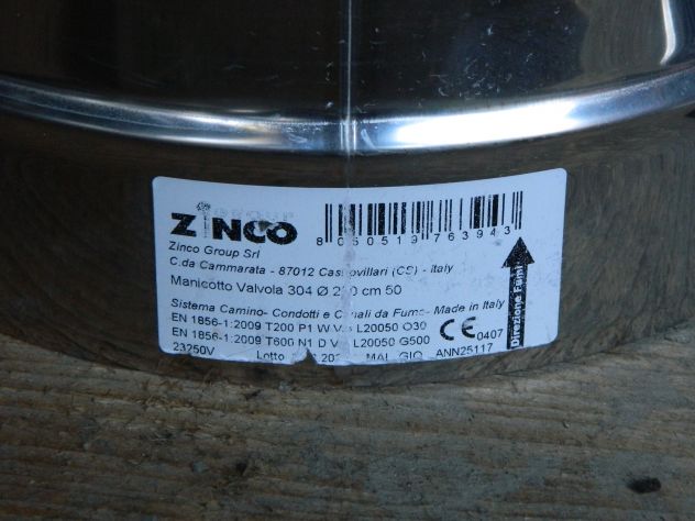 Manicotto per valvola canale fumi AISI 304, 25 cm - Foto 2