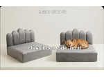 Cuccia lettino cane gatto velluto ecopelle legno su misura