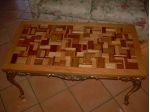 Tavolino salotto piano in legno intarsiato