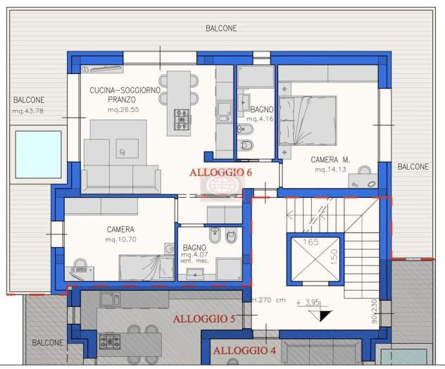 CESENATICO ( levante ): appart. NUOVO - CLASSE A4 - PIANO 1° con TERRAZZO - 2 letto, 2 wc, ampia zona giorno - Foto 12