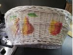 Cesto in vimini bianco con dipinti, porta oggetti, porta fiori