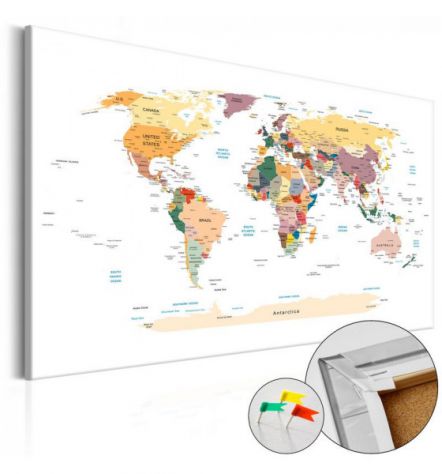 Quadro Di Sughero Mappamondo Sfondo Bianco Arredalacasa