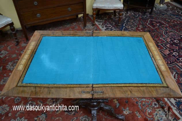Antico tavolino da gioco/lavoro stile inglese regency - Foto 5
