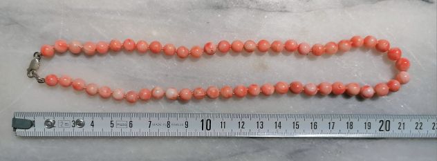 BELLA COLLANA IN AUTENTICO CORALLO ROSA VARIEGATO CHIUSURA ARGENTO. - Foto 9
