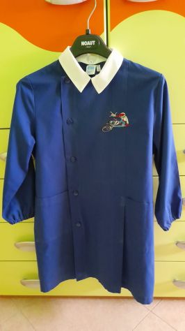 GREMBIULE SIGGI SCUOLA ELEMENTARE BAMBINO 7, 8 ANNI BLU CON RICAMO COLLET.BIANCO - Foto 4