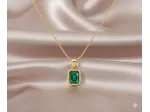 18K Gold Plated Emerald Pendant Necklace