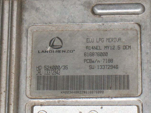 616876000 ECU CENTRALINA LPG GPL OPEL MERIVA MI12.5 13372946 52400035 13372942 - Foto 2