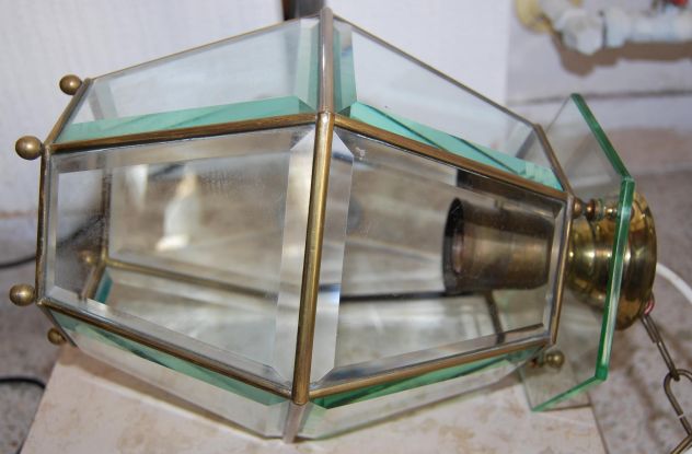 lampadario vintage a lanterna esagonale cristallo - Foto 3