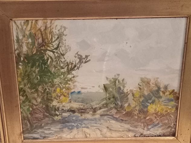 QUADRO PAESAGGIO CON CORNICE DI ANTIQUARIATO FIRMATO - Foto 3