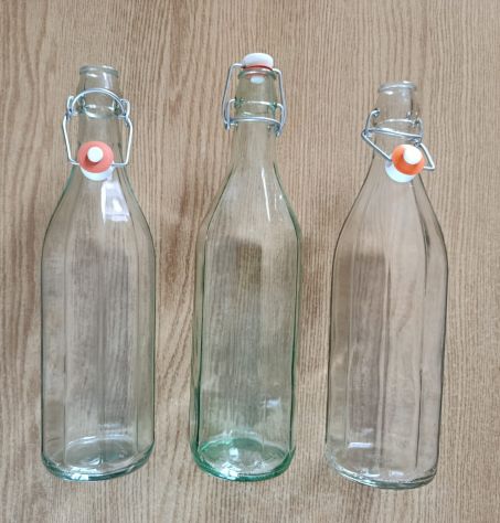 3 bottiglie vetro 1 litro tappo meccanico con guarnizione a chiusura ermetica - Foto 2