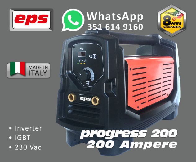 Saldatrice Inverter PROGRESS 200 Ampere EPS GARANZIA 8 ANNI!!