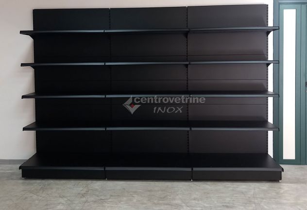 SCAFFALE IN FERRO NERO DA 303 CON PIANO BASE 40 E PIANI DA 40