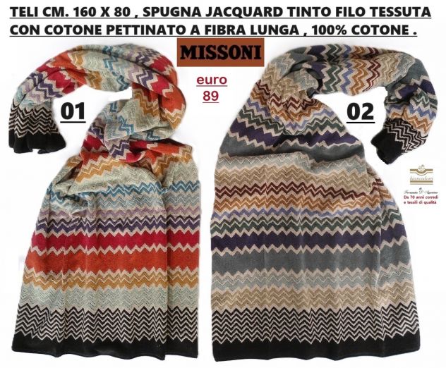 TELI SPUGNA MISSONI MARE BAGNO SAUNA ECC. VARI MODELLI E PREZZI - Foto 2