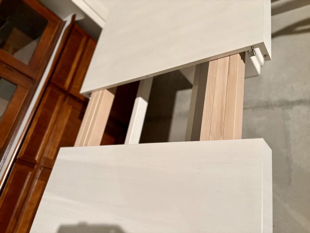 NUOVO TAVOLO Cm. 160x90 all. Cm. 410x90 LEGNO NOBILITATO FIN. BIANCO CONSUMATO - Foto 5
