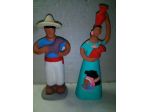 2 statuette in terracotta Artigianato America Latina