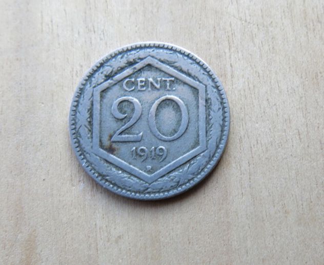 MONETA DA 20 CENTESIMI ESAGONO 1919 CON DIFETTO DI CONIO - SOVRASTAMPATA - - Foto 3
