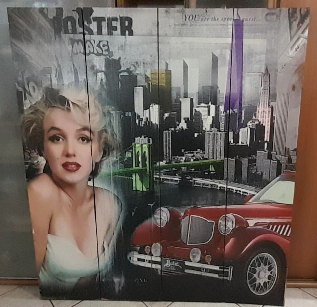 Paravento Separé divisorio Marilyn Monroe in 4 pannelli richiudibile - Foto 2