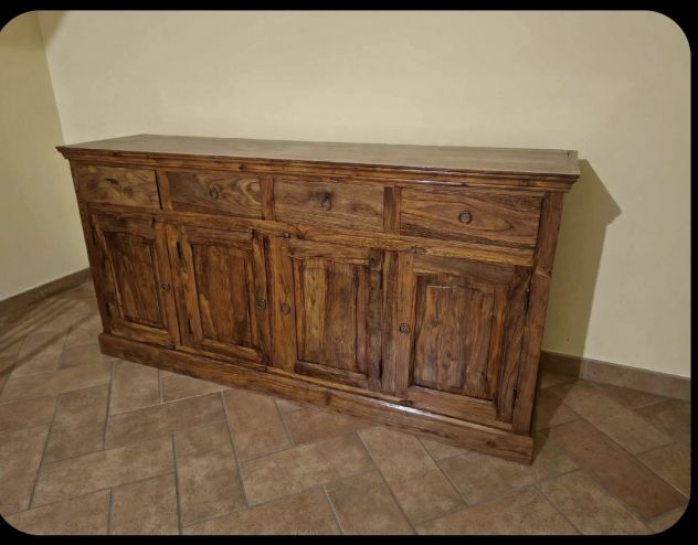 Credenza Madia in Palissandro Indiano Massello Sheesham - 4 ante 4 cassetti - Ru