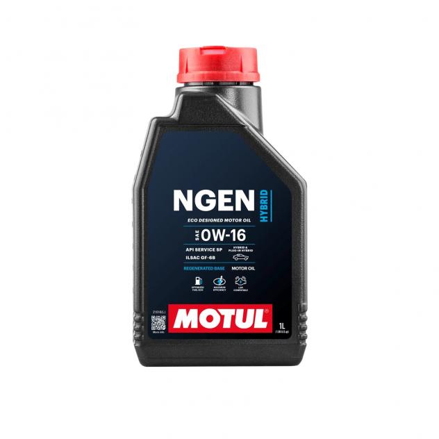 Motul NGEN Hybrid 0W-16 è un olio motore 100% sintetico, sviluppato per auto ibride. Garantisce risparmio di carburante, bassa viscosità e protezione