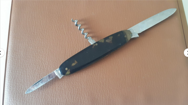 coltellino a 2 lame + cavatappi vintage anni 40 50 buono othello wingen solingen