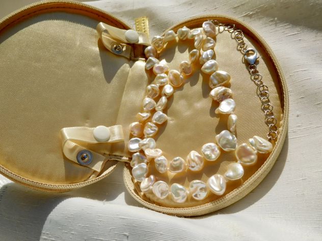 Collana perle Keshi naturali, chiusura e catenella in argento 925.Nuova! - Foto 3