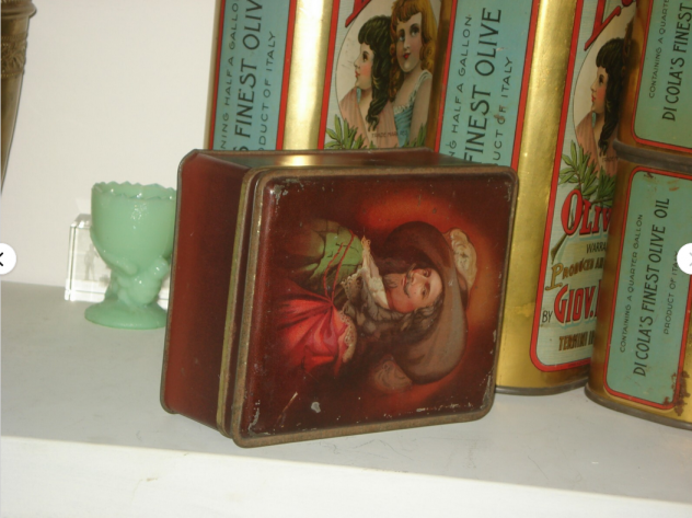 scatola latta biscotti dolci anni 40 decorata tin box metallo antica vintage - Foto 8