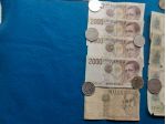 Monete e banconote "lira italiana" del 1900.