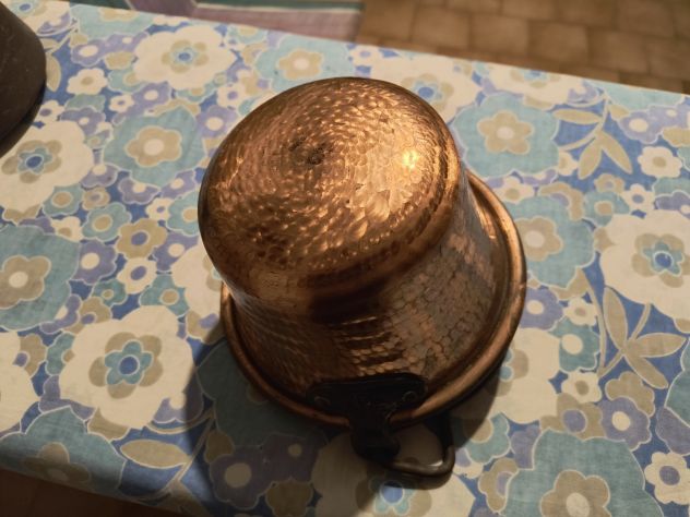 Paiolo / Vaso in rame martellato con manico in ferro – Vintage d'arredo - Foto 4