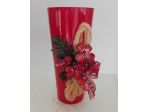 VASO NATALIZIO CONROY DECORATO IN VETRO ROSSO H30 D14