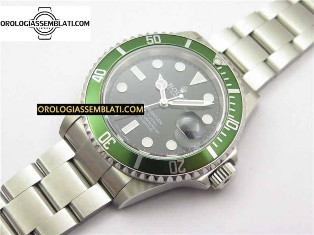 Rolex Replica SUBMARINER 16610 LV KERMIT VERDE ACCIAIO 904L 1:1 MIGLIOR EDIZIONE SU BRACCIALE SS SH3135 - Foto 9
