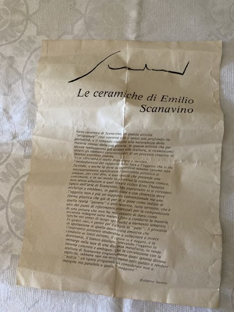 Opera artistica Emilio Scanavino ciotola bianca decorata in rosso e nero - Foto 3
