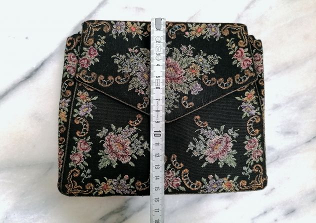 AUTENTICA BORSETTA DA SERA A PICCOLO PUNTO ORIGINALE VINTAGE 1950 CIRCA. - Foto 9