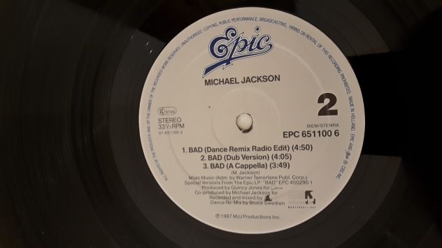 MICHAEL JACKSON, BAD, MAXI SINGLE 33 1/3 RPM, Epic 1987, Made in Holland. - Foto 7