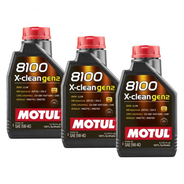 3 LT MOTUL 8100 XCLEAN GEN2 5W40 Olio motore 100% sintetico per benzina e Diesel