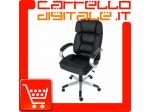 POLTRONA UFFICIO ERGONOMICA GIREVOLE IN ECOPELLE NERA - DIREZIONALE MODELLO &hellip;