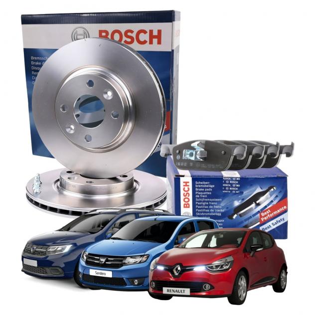Set Freni Anteriori Bosch per Renault Clio IV Dischi e Pastiglie