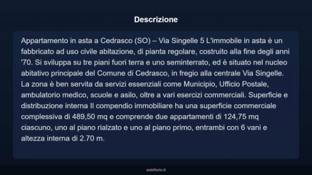 Immobile in asta di 124 m², box auto doppio in vendita a Cedrasco - Foto 3