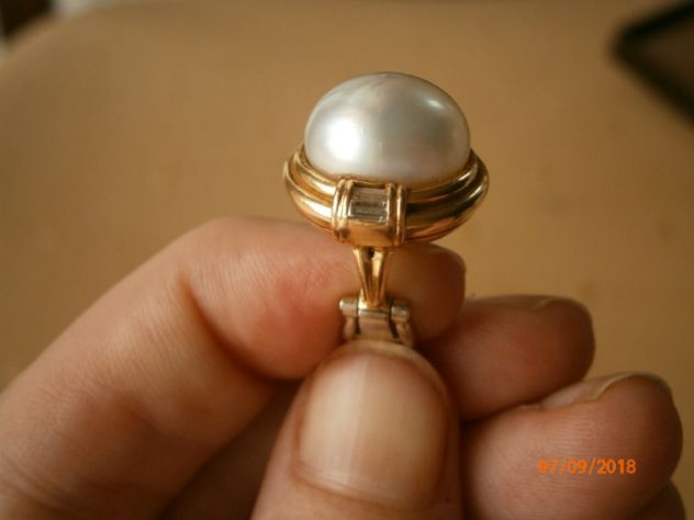 Orecchini autentici in oro, perle e brillantini - Foto 2