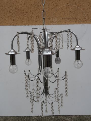LAMPADARIO 5 bracci con pendagli in cristallo - Foto 2